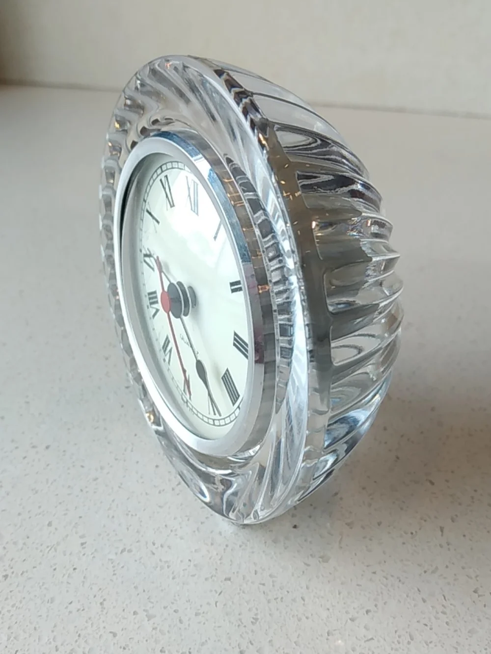 Cristal D'Arques France Classic Clear Crystal Table Clock - Silver Tone Accent
